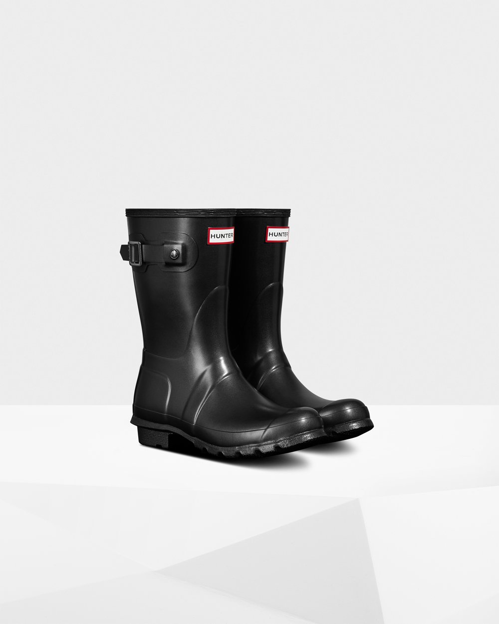 Womens Short Rain Boots - Hunter Original Pearlized (29IRZCAPG) - Black